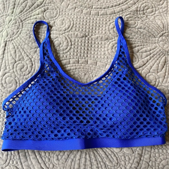 Blue Mesh Overlay Bikini - Picture 2 of 7